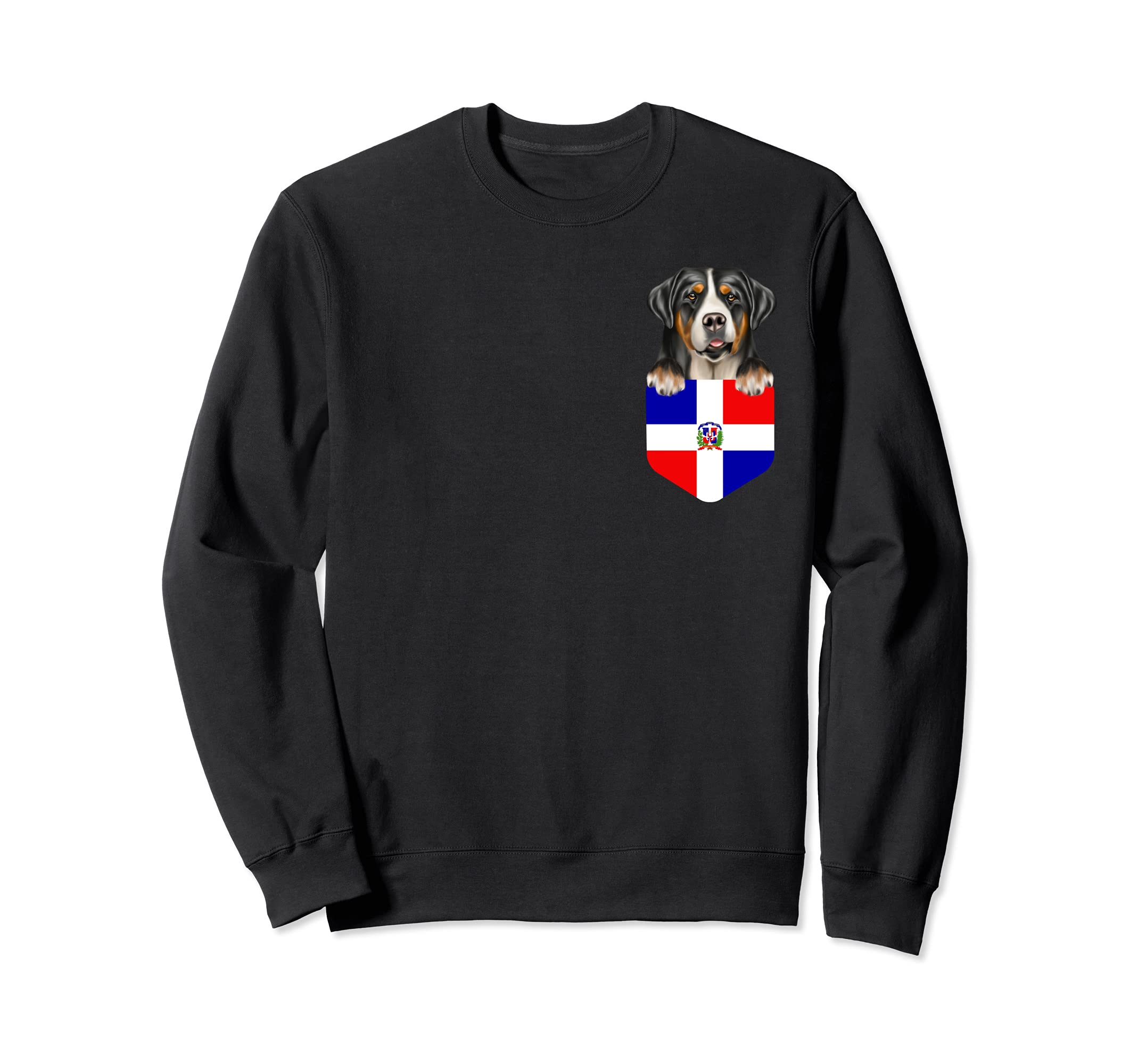 Dominican Flag Greater Swiss Mountain Dog Dog In Pocket Sweatshirt