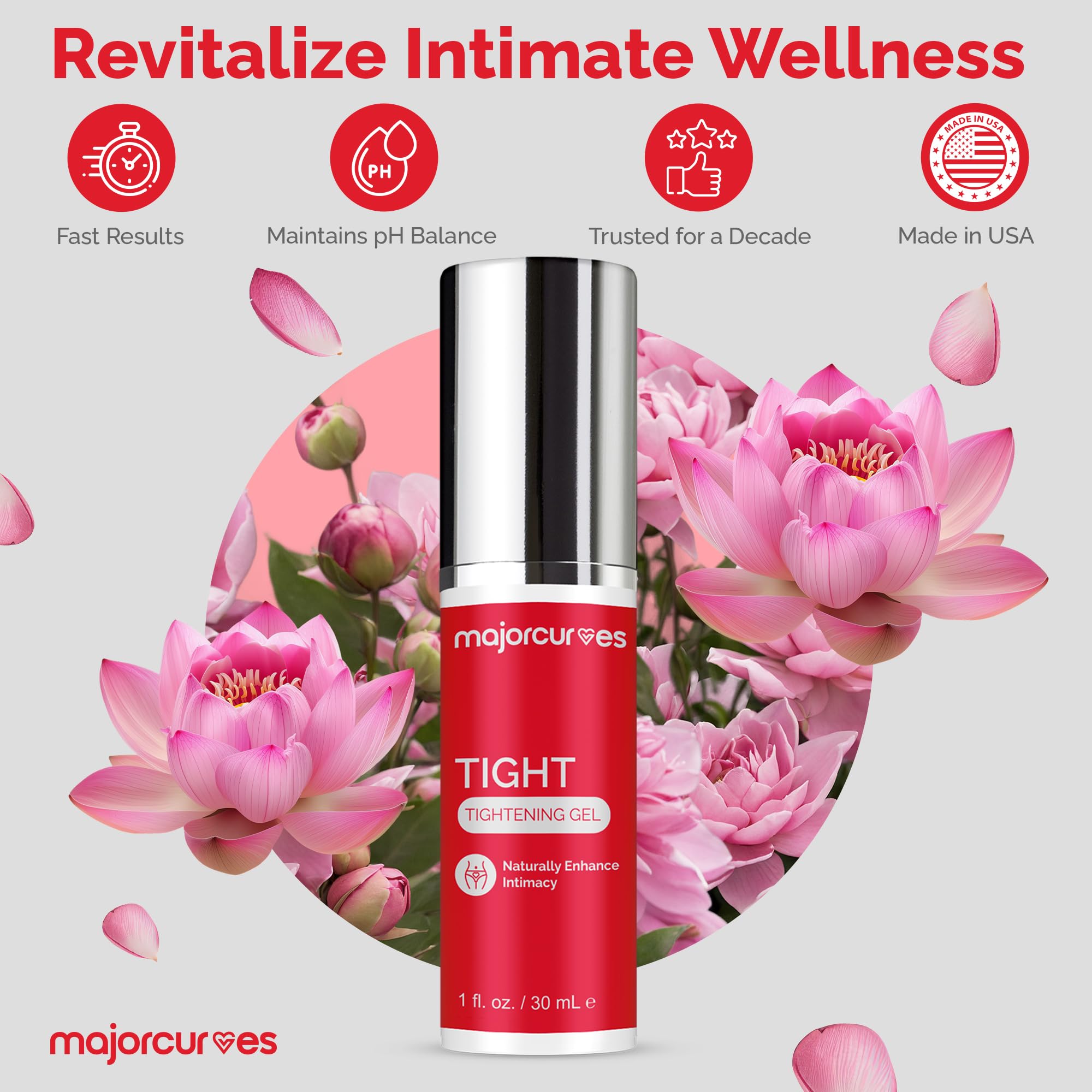 Major Curves Feminine Tightening Gel – Fast-Acting Herbal Firming Formula for Women – Natural Botanical Blend for Comfort, Freshness & Confidence – Non-Greasy, Easy to Apply