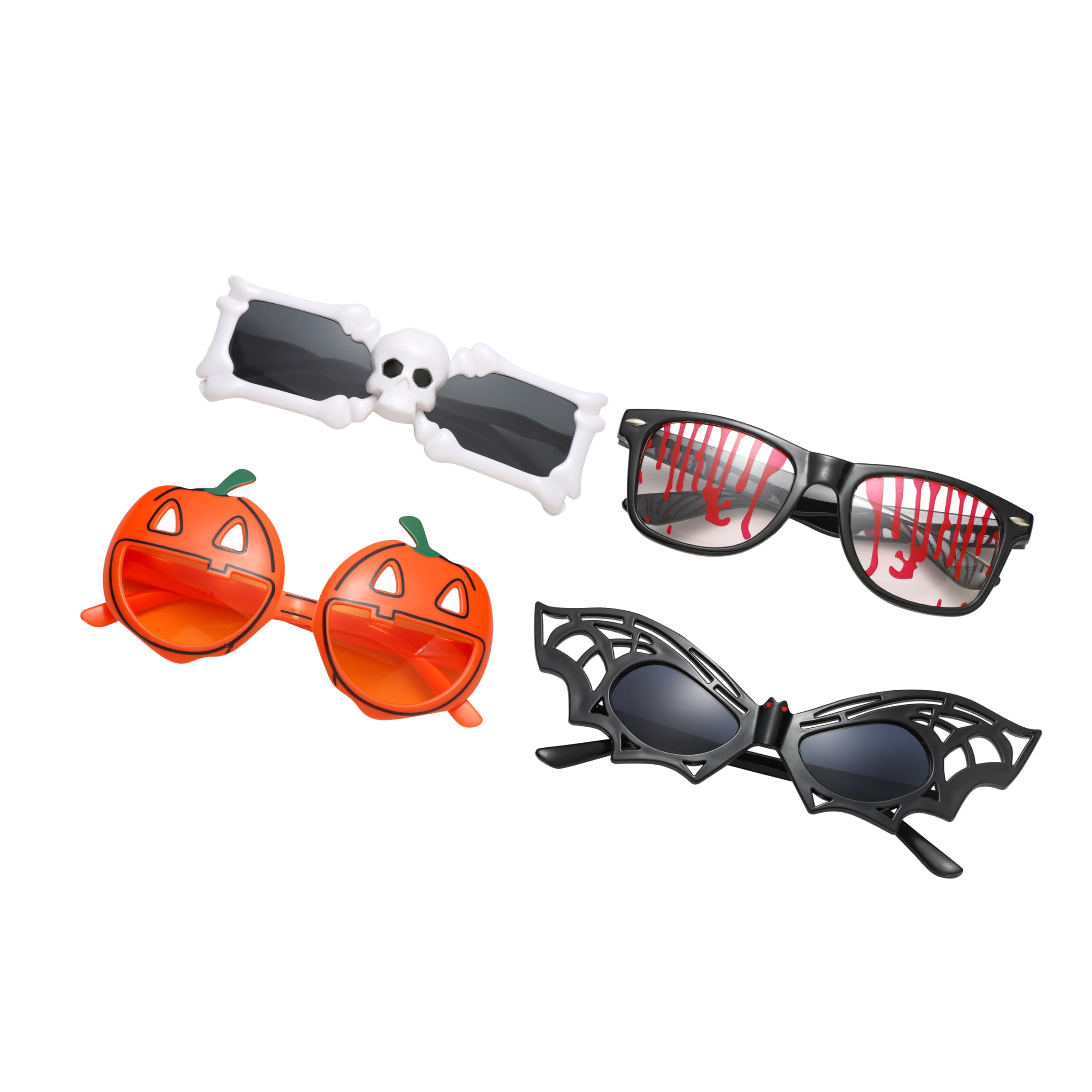 Komonee Halloween Novelty Glasses Sunglasses Costume Dress Up Eyewear Party Favours Cosplay Unisex Outfit Accessory (Pack of 4)