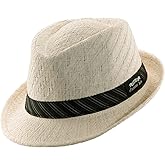 Panama Jack Weaved Toyo Fedora with Striped Black Band