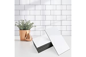 StyloVue 100 Pieces Peel and Stick Backsplash for Kitchen, 3" x 6" PVC Subway Tile 2025 Upgraded Glossy White with Dark Gray Grout Backsplash Stick on Tile Elevate Kitchen, Bathroom, Fireplace,RV