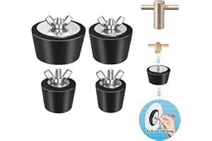 Vizava 4 Pack Rubber Pool Winter Plugs with One T-Handle – 1" 1.25" 1.5" 2" Pool Winterizing Plugs with Stainless Steel Screws Pool Return Jet Plug for Inground & Above Ground Pools