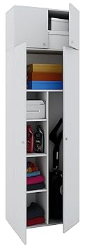 VCM Schrank Kleiderschrank Mehrzweckschrank Putzschrank Universal Staubsauger Holz weiß 218x70x40 cm 'Vandol'