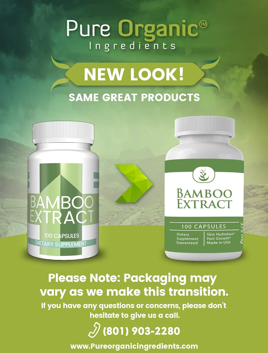 Bamboo Extract (100 Capsules, 375 mg Serving) by Pure Organic