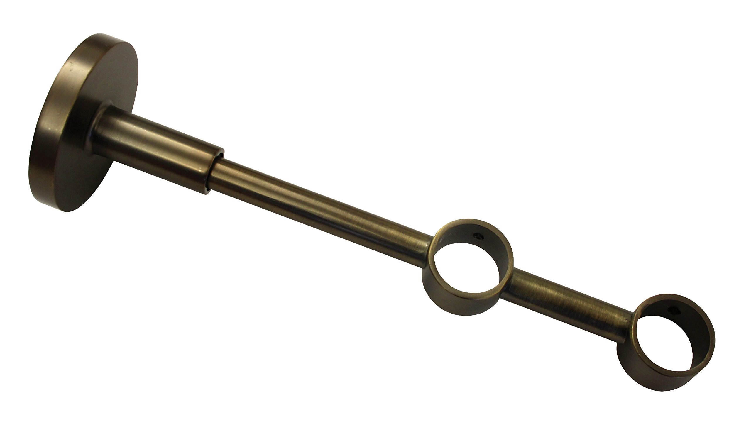 Gardinia Double Bracket with Mounting Plate for Curtain Rods, 2-Rod Holder, Closed, Mounting Kit Included, Chicago Series, 20 mm Diameter, Bronze