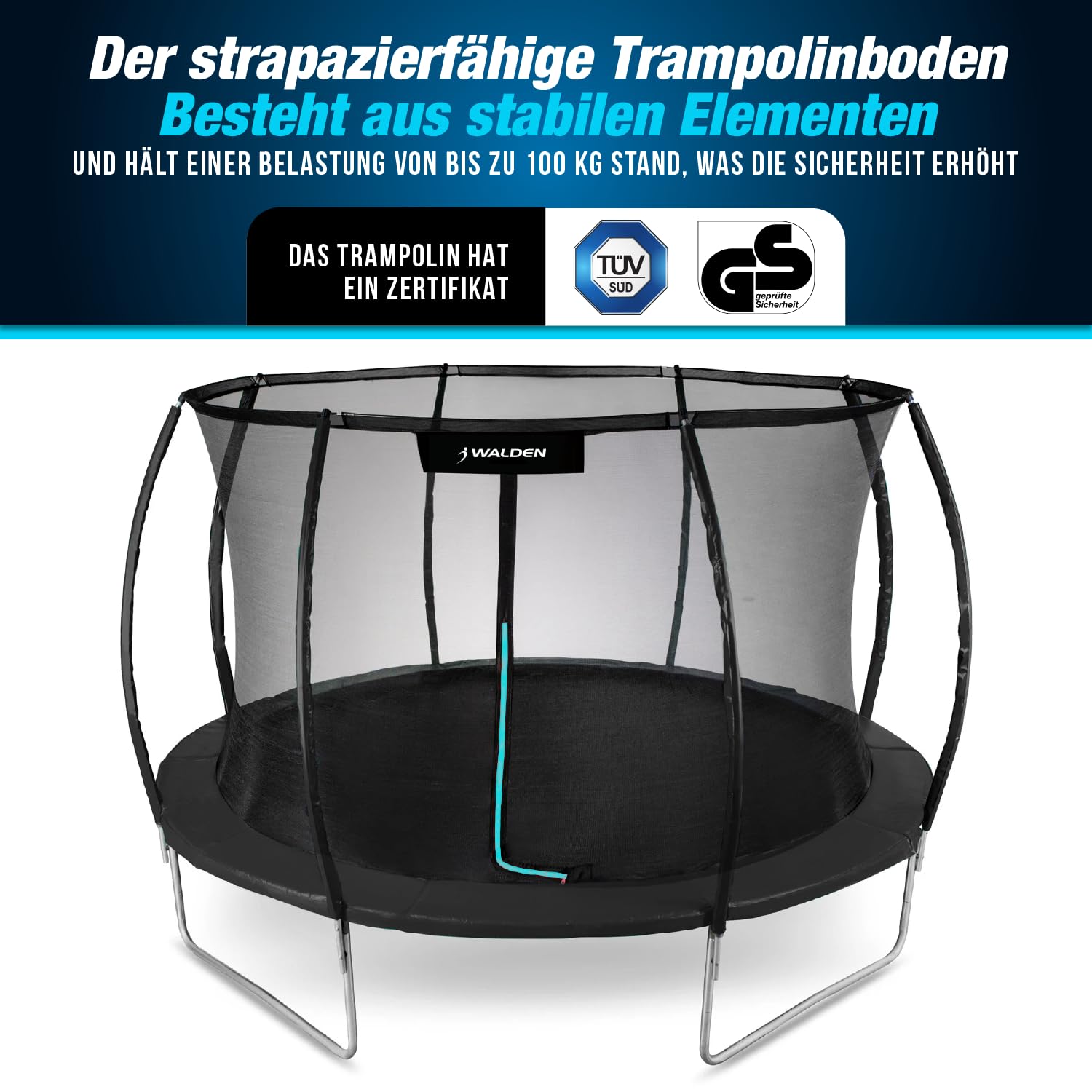 Trampolin Outdoor, Gartentrampolin Ø 244 cm 8 FT Zertifiziert Trampolin mit Sicherheitszaun und Gepolsterte Stangen für Kinder Indoor Outdoor Fitness, Belastbar bis 100kg (244 cm) 7