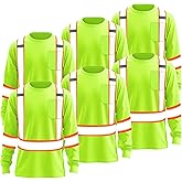 JOYYANGFANG High Visibility Shirt Hi Vis Long Sleeve Shirts for Men Women Reflective Class 3 Safety Shirts
