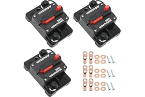 Vkinman 3PCS 300A Circuit Breaker with Manual Reset Fuse Holder, Used for Car Audio Marine Stereo Switch, with Terminal Coppe