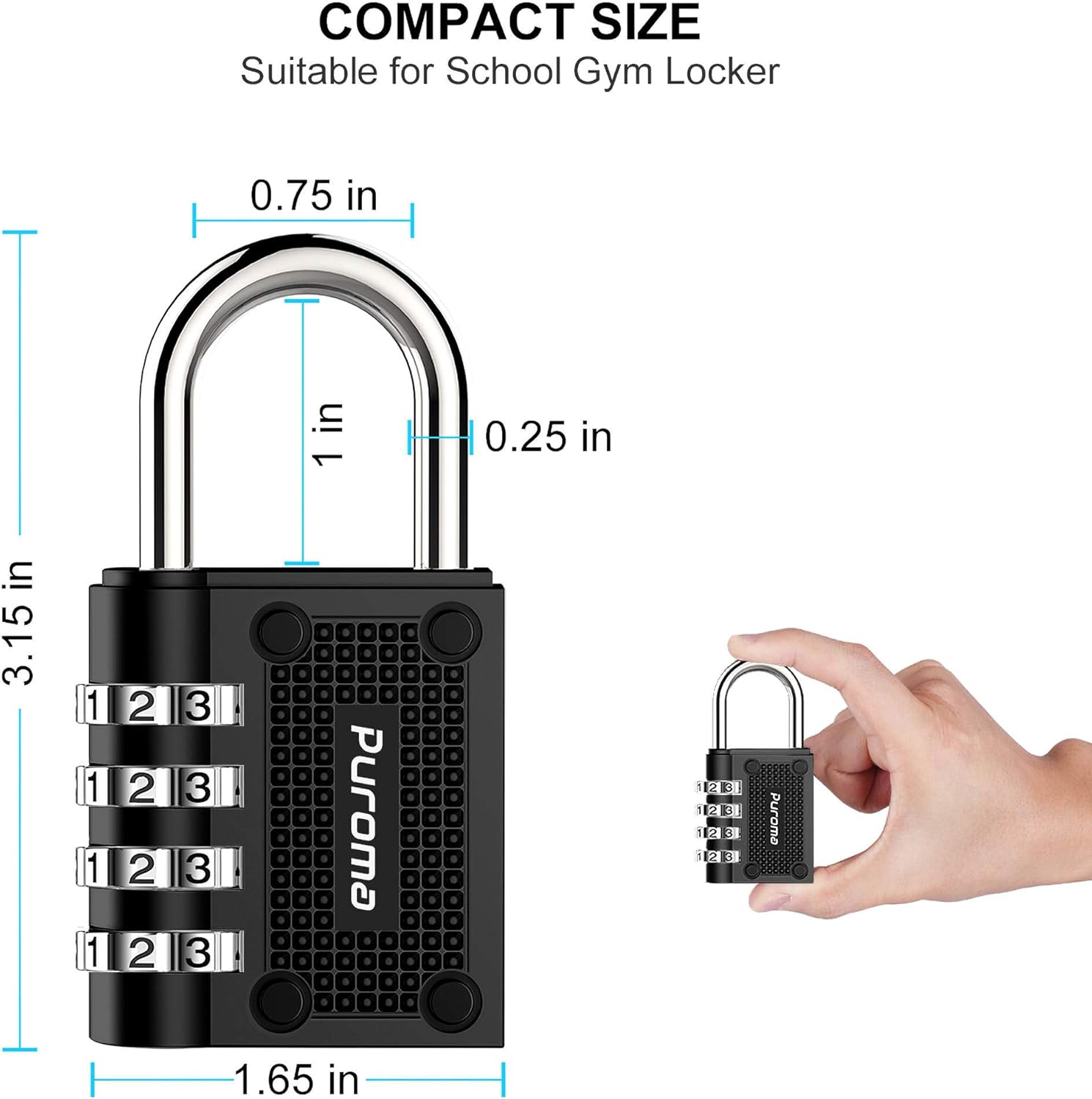 Puroma 2 Pack Combination Locks Outdoor Waterproof Padlock for School Gym Locker Outdoor Fence Hasp Cabinet Toolbox Locker (Black) - - 