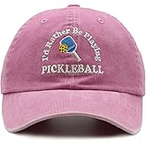 Waldeal Pickleball Hat, I'd Rather Be Playing Pickleball Baseball Cap, Adjustable Washed Baseball Cap for Men Women