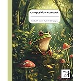 Composition Notebook Wide Ruled: Cute Frog: Journal for School, Office, College, Work with 100 pages