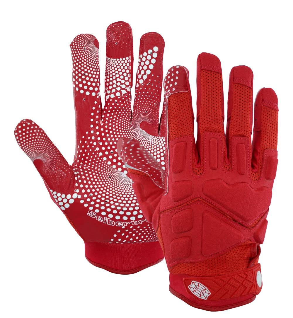 Photo 1 of Seibertron G.A.R.G 2.0 Gel Filled Patented Anti-Impact Ultra-Stick Football Sports Receiver Gloves Youth Red L