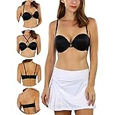 ToBeInStyle Women’s Deep Plunge U-Shaped V-Bra Convertible Supportive w/Padded Cups & Low Open Back