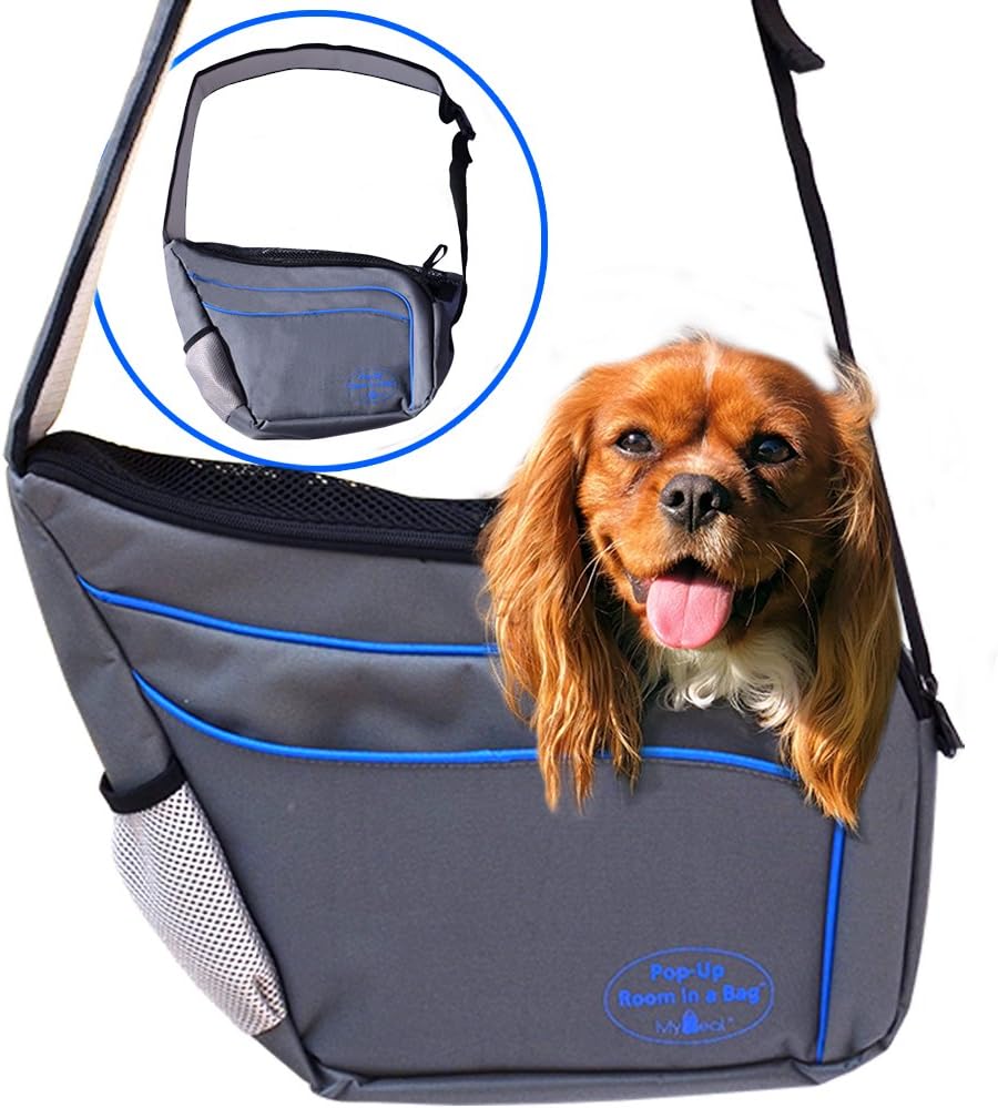 MyDeal Pet Shoulder Bag Sling Carrier with Weather Resistant Oxford Material, 2 Storage Pockets and Net Zipper Top for Puppies, Dogs, Kittens, Cats, Rabbits + More!