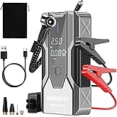 Jump Starter with Air Compressor,26800mAh Battery Booster Pack & 150PSI Tire Inflator,4000A Peak 12V with Boost for All Gas/12L Diesel,Cars,SUV,Truck, 65W Portable Air,LED Light, Smart Jumper Cables