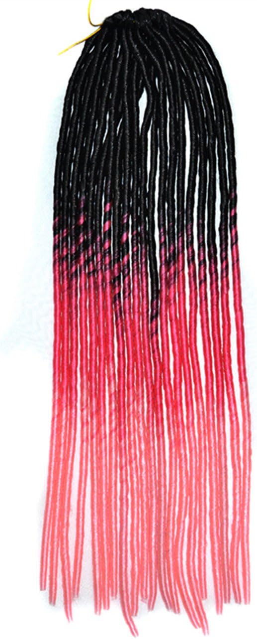 Stepupgirl 20 Inch Black Rose Pink Light Pink Three Ombre Color Soft Dread Lock Crochet Synthetic Torsion Braiding Hair