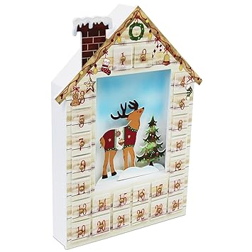 Wohaga Adventskalender Haus Mit 24 Schubladen Zum Befullen 36x27cm