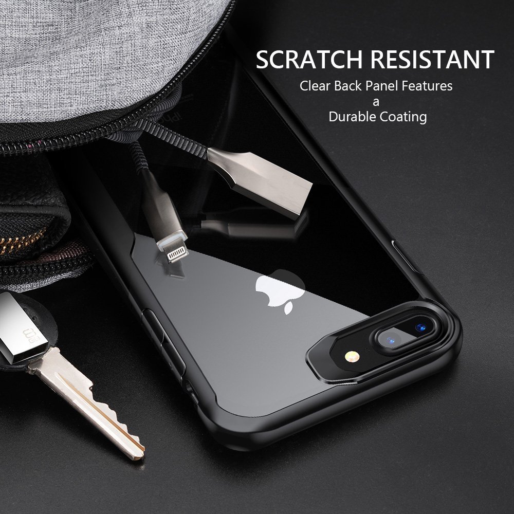 Clear iPhone 7 case,VIEE iphone 7 case Slim Fit Soft TPU Rubber Bumper with Clear PC Hard Back Protective Shockproof Cover for iPhone 6 /6s/7/8 4.7 inch (Black)