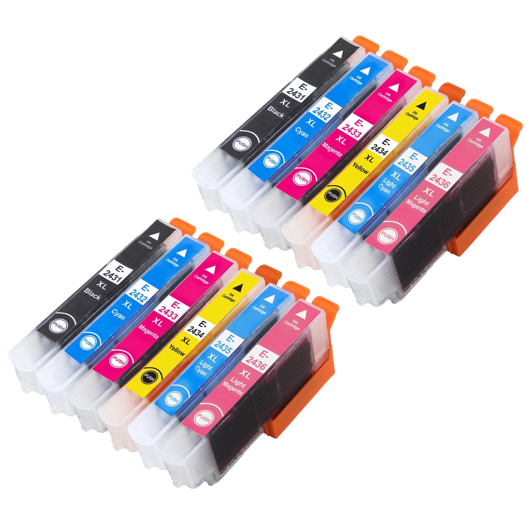 2 Go Inks Set of 6 Ink Cartridges to replace Epson T2438 (24XL Series) Compatible/non-OEM for Epson Workforce Printers (12 Inks), High Capacity