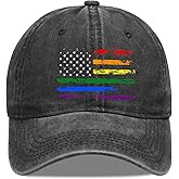 Heucapc LGBT Baseball Hat Pride Rainbow Denim Hats Love is Love Vintage Baseball Cap Adjustable LGBT Hat for Men Women