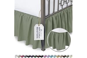 SHOPBEDDING Ruffled Bed Skirt with Split Corners - Twin XL, Sage, 18 Inch Drop Cotton Blend Bedskirt (Available in and 16 Colors) - Blissford Dust Ruffle.