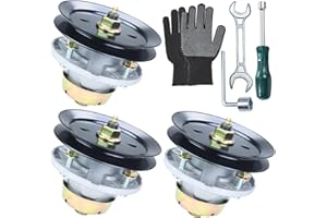 GUSUHAWK 3 Pack AM144377 Spindle Assembly with M131814 Pulley Replaces John Deere AM124498, AM144377, M131814 for John Deere X320, X304, X360, X520, X530, X540, X590, GX255, GX335 Lawn Tractors