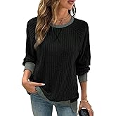 SHEWIN Women Color Block Patchwork Sweatshirt 2025 Fall Pullover Oversized Tops