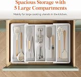 Lifewit Utensil Drawer Organizer Extendable Cutlery Tray White view 3