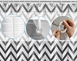 WOODFIB Shower Curtain 180x200 cm Black Chevron PEVA Anti-Mould 12 Hooks view 5