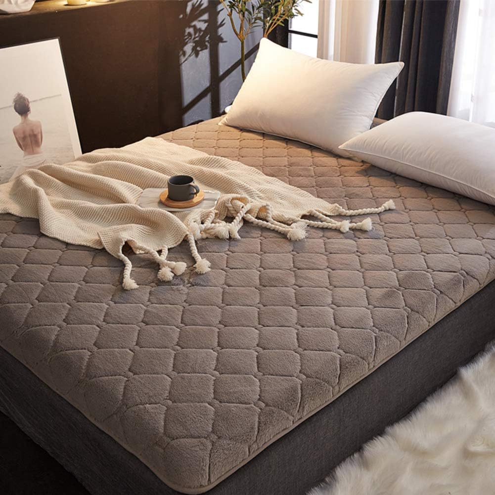 CNZXCO Thick 5cm Mattress pad Protector Futon Tatami mat Sleeping Not stuffy, Non-Slip Tatami Floor Mattress Topper Anchor Straps Hypoallergenic-Gray 150x200cm(59x79inch)