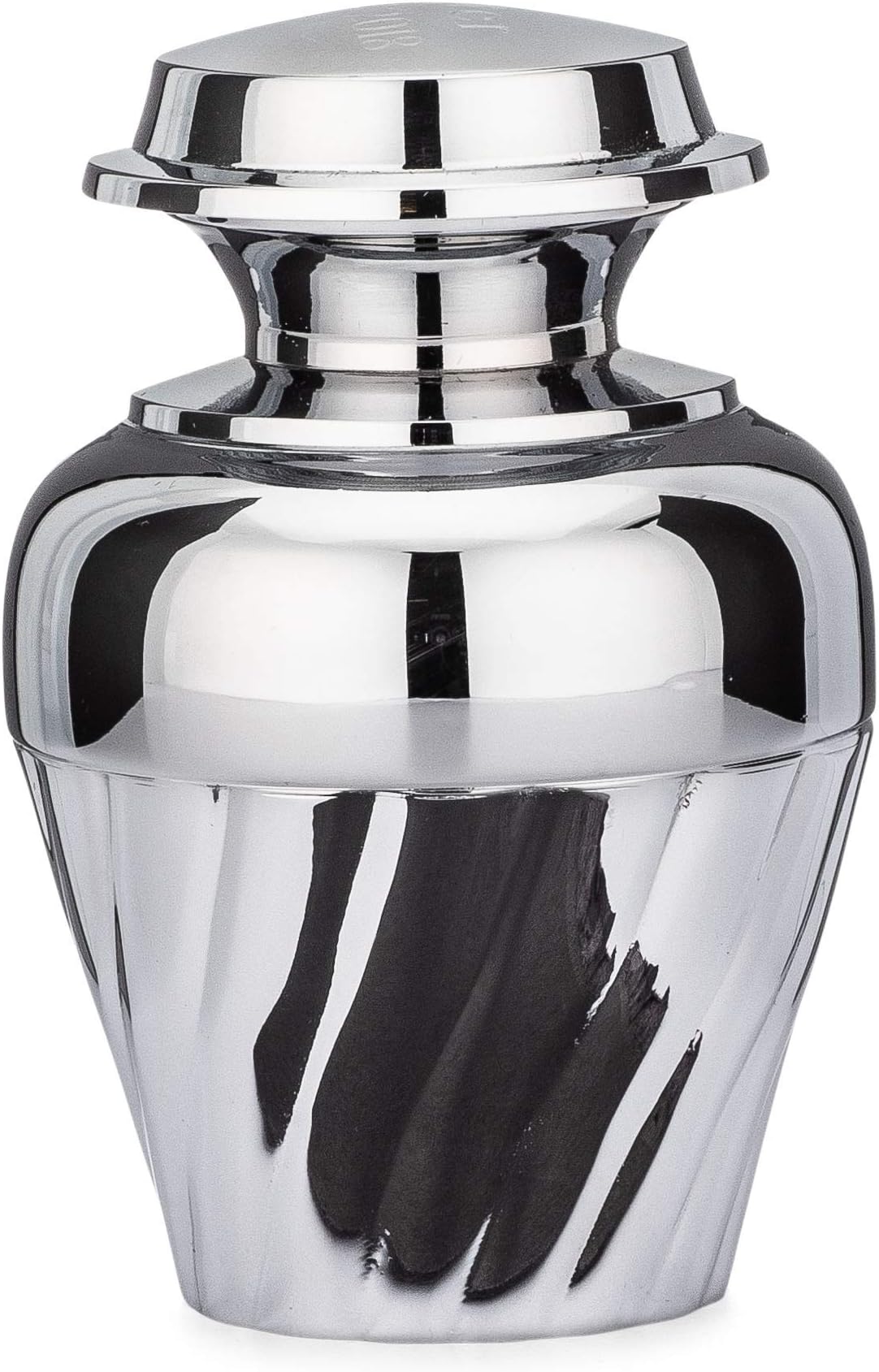 UrnConcern Cremation Urn | Solid Brass | Genuine Chrome (3" Keepsake) Dark Blue/Black Box Included with 3" Keepsake