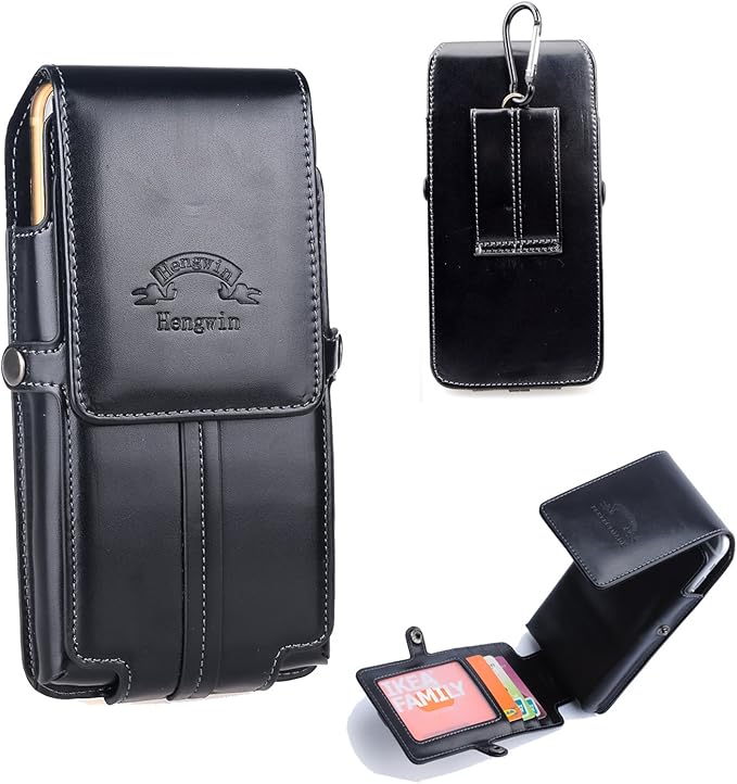 Hengwin PU Leather Cell Phone Belt Clip Case with Card Holder, Belt