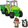 Fisher-Price Little People Toddler Toy Push & Play Tractor Push-Along Musical Farm Vehicle with 2 Figures for Pretend Play Kids Ages 1+ Years