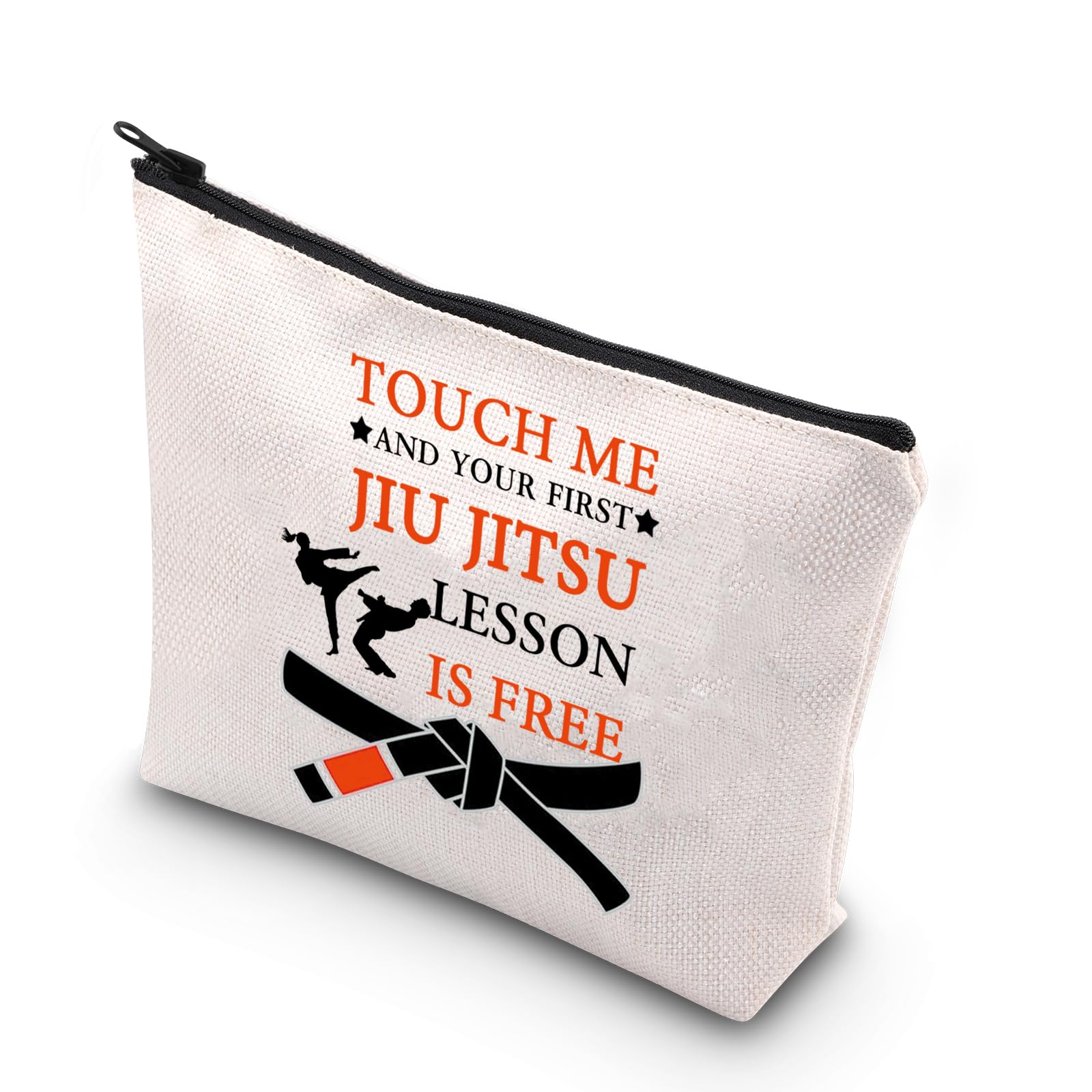 PLITI Jiu Jitsu Makeup Bag Touch Me First Jiu Jitsu Lesson is Free Brazilian BJJ Gift BJJ Martial Art Gift MMA Fighter Gift (Touch Jiu Jitsu U)