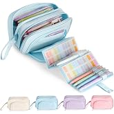 Large Capacity Pencil Case, Pencil Pouch with Pull-Out Compartments, Blue | Large Storage, Organized Pencil Case with Multiple Compartments, Handle, Oxford Fabric for School and Office