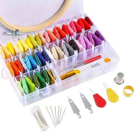 Caydo - Caja organizadora de hilo de bordar de 50 colores ...
