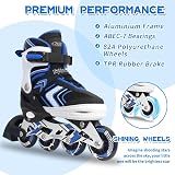 Nattork Adjustable Inline Skates for Boys Blue 4 Size 8 Wheels Light Up view 2