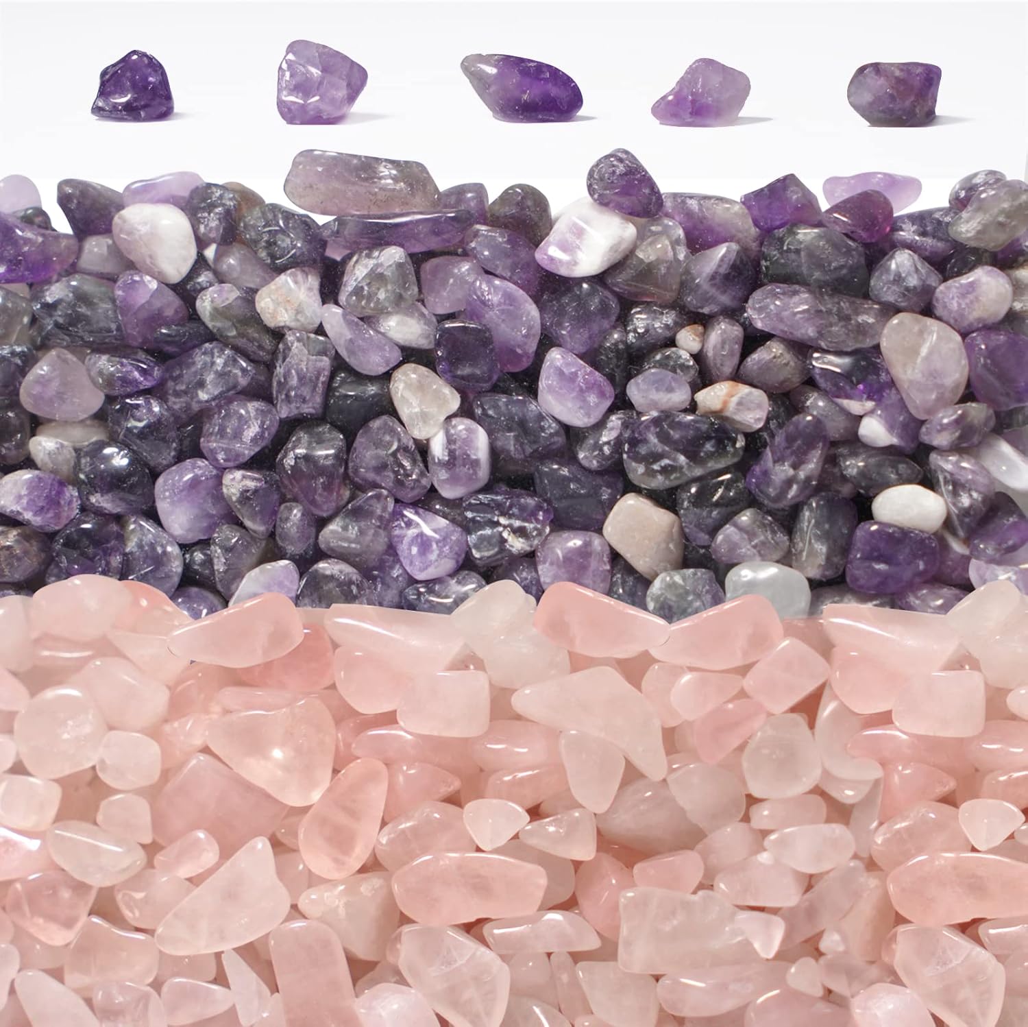 Indoor Fountains & Accessories - ideayard Crystal Chips 2 lb（910g, Natural Rose Quartz Crystal Irregular Tumbled Chips Healing Crystal Home Garden Decoration