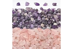 ideayard Crystal Chips 2 lb（910g, Natural Rose Quartz Crystal Irregular Tumbled Chips Healing Crystal Home Garden Decoration