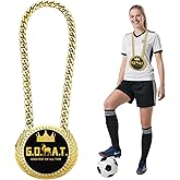Greatest of All Time Turnover Chain - 6" Big Gold Awards Medal Goat Trophy Champion Chain Football Necklace Basketball Soccer