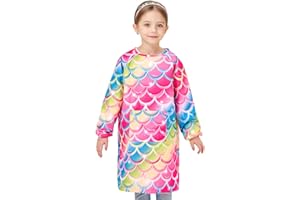 Art Smocks for Kids - Mermaid Toddler Smock for Painting Little Girl Art Smock Kids Artist Apron Smock Waterproof for Kids Pa