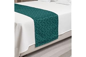 Ambesonne Teal Bed Runner, Abstract Line Art Modern Expressionist Design Water Drop Pattern in Various Sizes, Decorative Accent Bedding Scarf for Hotels Homes and Guestrooms, Queen, Turquoise Teal