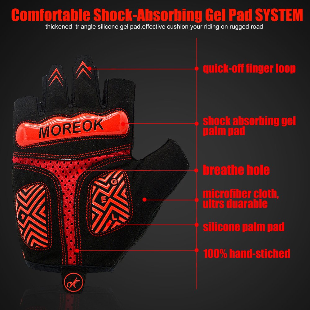 MOACC Cycling Gloves Shock-absorbing Gel pad Breathable Anti-slip Reflect Light Wearable Abrasion Half Finger Moutain Bike Road Racing Bicycle (L)