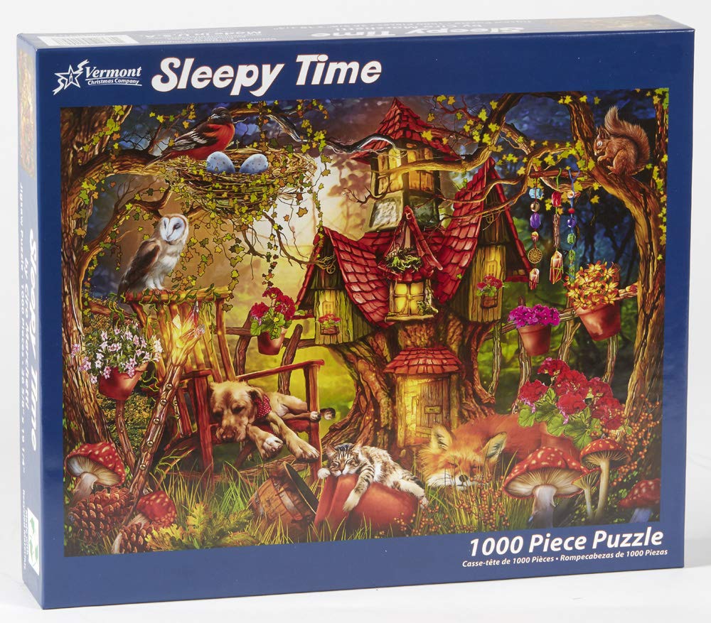 Vermont Christmas Company Sleepy Time Jigsaw Puzzle - Fully Interlocking & Randomly Shaped 1000 Piece Jigsaw Puzzles for Adults - Durable Adult Jigsaw Puzzles for The Whole Family (26 5/8