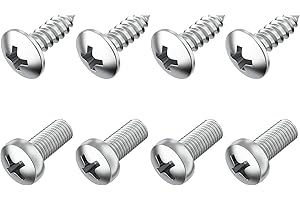Prime Ave Stainless Steel License Plate Screws Compatible with Audi A3 A4 A5 A6 A7 A8 S3 S4 S5 S6 S7 S8 RS3 RS4 RS5 RS6 RS7 Q3 Q4 Q5 Q7 Q8 SQ5 SQ7 SQ8 RS Q8 TT TTS TT RS R8 E-tron (Extended Length)