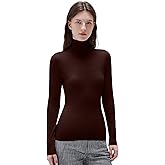 SUUKSESS Women Cashmere Blend Turtleneck Long Sleeve Shirt Fitted Fall Basic Thermal Tops Fall Fashion