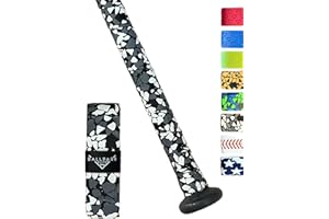 Ballpark Elite Bat Grip Tape for Baseball/Softball | 1.10 MM Precut Baseball Bat Grip Replacement | Black, White & Gray Pebble Camo