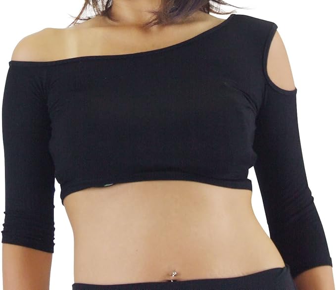 Amazon Dfギャラリー ダンストップス ベリーダンス衣装 チョリ 肩あき Hp フリー ブラック Dfギャラリー ダンス用品