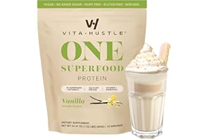 VitaHustle ONE Meal Replacement Shake - Plant Based Protein Powder by Kevin Hart - Vegan, Meal Replacement Powder with Superfoods, Vitamins, Adaptogens & Probiotics -Vanilla Flavor, 15 Servings