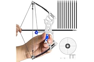 TIETHEKNOT Mini Archery Bow Set Right Hand Mini Compound Bow Mini Hunting Bow Metal Material Catapult RH/LH for Hunting Shooting Practice Archery Entertainment Fun